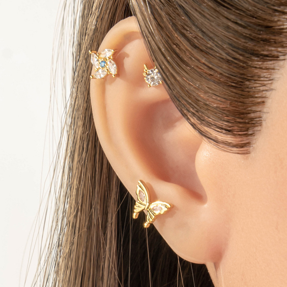 Boucles D'Oreilles Papillon En Cuivre Et Zircon Pour Femme (1 Pièce) Image5