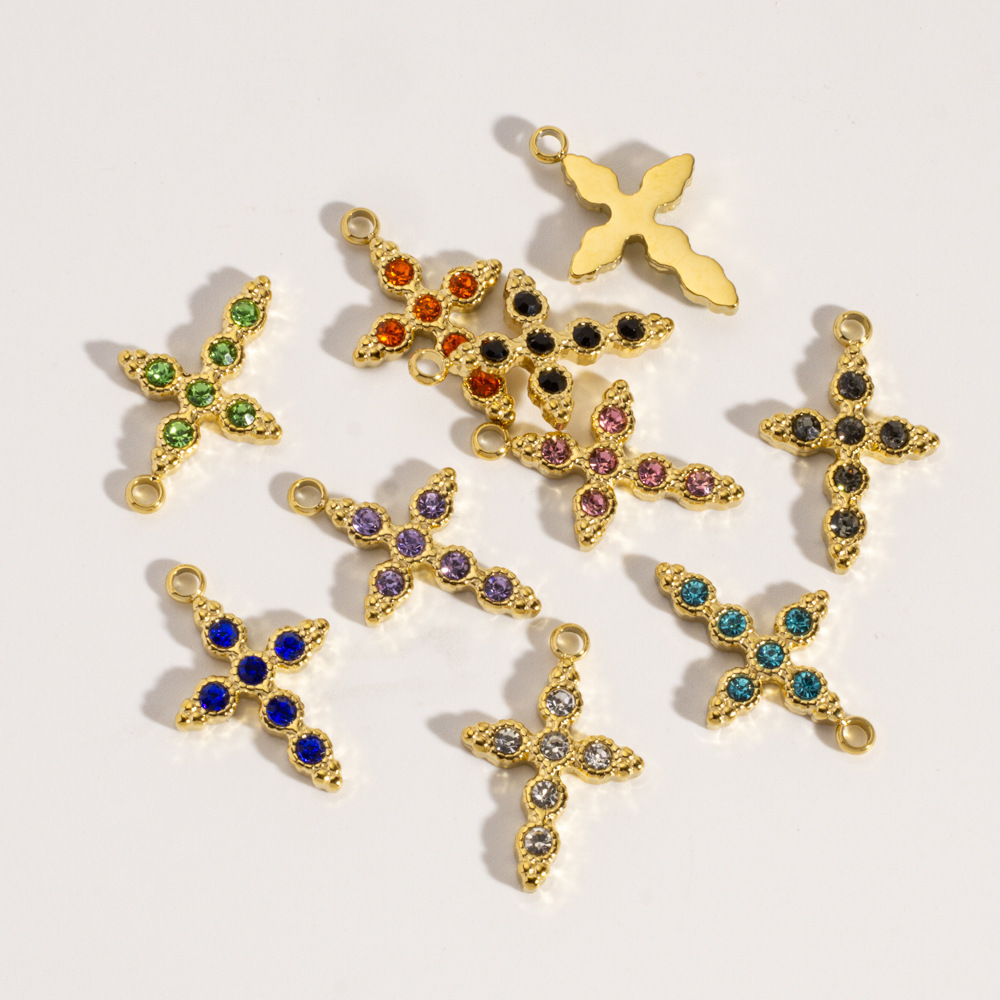 Pendentif Croix Simple En Acier Inoxydable Étanche Pour Femme, À Faire Soi-Même (1 Pièce) Image2