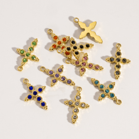 Pendentif croix simple en acier inoxydable étanche pour femme, à faire soi-même (1 pièce) 2