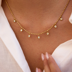 Collier Pendentif Femme Daily Droplet En Acier Inoxydable Étanche Couleur Or Avec Zircon (1 Pièce) h5 Image3