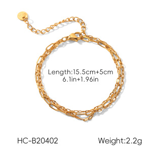 Bracelet En Acier Inoxydable Doré, Étanche, À Trois Rangs (1 Pièce) h5 Image2