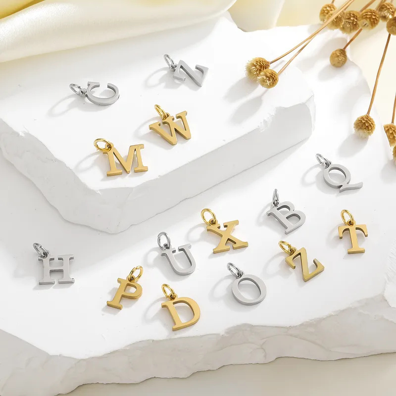 Pendentif Femme En Acier Inoxydable Doré, 1 Pièce, À Personnaliser Avec Une Lettre h5Image2