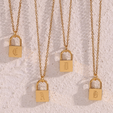 Collier pendentif femme étanche en acier inoxydable avec fermoir à lettres (1 pièce)