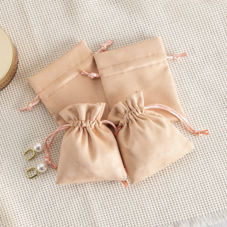 Pochette à bijoux en velours suédé avec cordon de serrage (1 pièce)