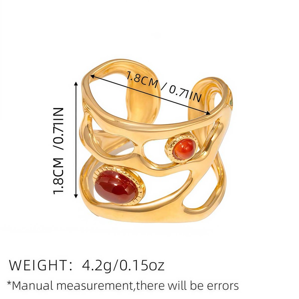 Bague Femme Simple, Rétro, De Forme Irrégulière, En Acier Inoxydable, Couleur Or, Étanche. 