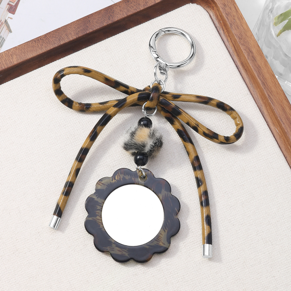 Porte-Clés En Cuir Imprimé Léopard Avec Nœud Papillon Rétro (1 Pièce) Image3