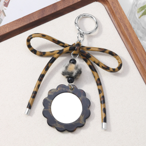 Porte-Clés En Cuir Imprimé Léopard Avec Nœud Papillon Rétro (1 Pièce) h5 Image3