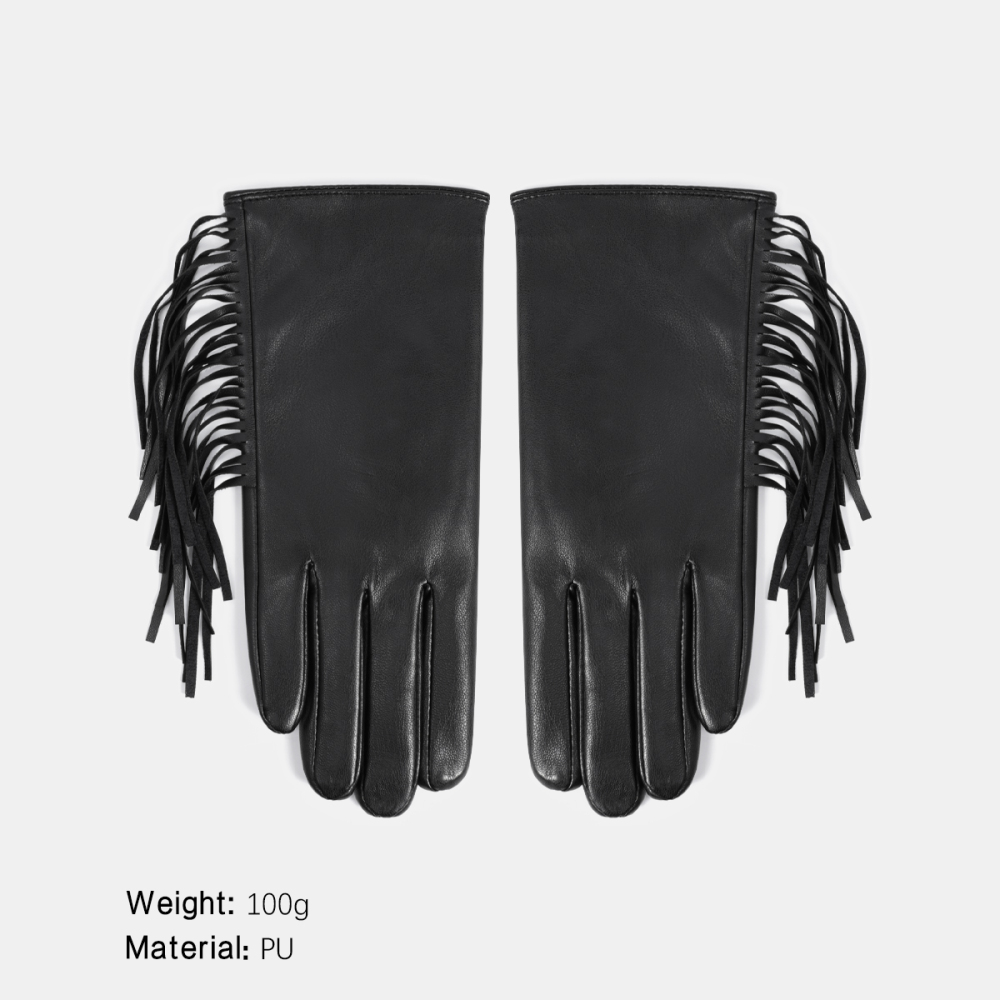 1 Paire De Gants Pour Femmes En Pu À Franges Style Punk 