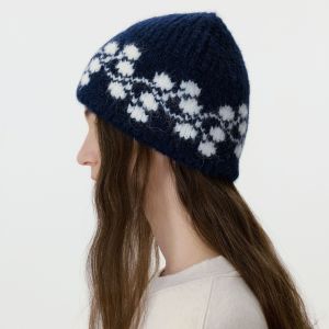 1 Bonnet Tricoté En Laine À Motif Floral Charmant Pour Femme h5 Image2