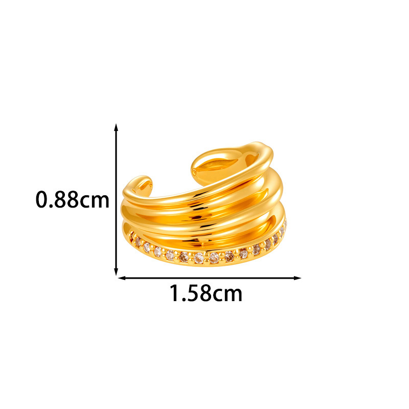 1 Boucle D'Oreille Manchette Moderne En Cuivre Et Zircon De Forme Irrégulière Pour Femme h5Image2