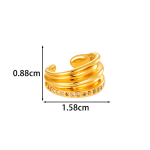 1 Boucle D'Oreille Manchette Moderne En Cuivre Et Zircon De Forme Irrégulière Pour Femme h5 Image2