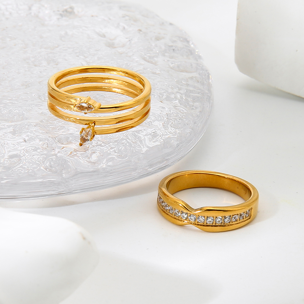 Bague Élégante Et Luxueuse En Acier Inoxydable Ajouré, De Forme Irrégulière Et De Style Raffiné, Résistante À L'Eau (1 Pièce). Image3