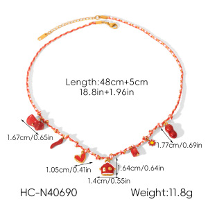 Collier Pendentif En Acier Inoxydable Doré, Étanche, En Forme De Cœur Émaillé h5 Image2