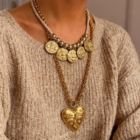 Collier pendentif cœur couleur or (1 pièce) 2