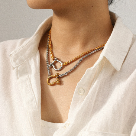 Collier à maillons en acier inoxydable étanches, forme en U, couleurs assorties (1 pièce)