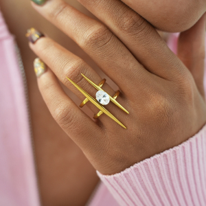 Bague Élégante Pour Femme, En Acier Inoxydable, Couleur Or, Étanche, Avec Zircon. h5 Image5