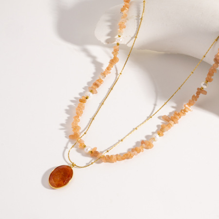 Collier de perles pour femme, orné de pierres naturelles de forme irrégulière et élégante, composé d'une goutte. 2