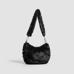 Sac À Bandoulière Femme Simple Et Décontracté, Couleur Unie, En Fourrure (1 Pièce) h5