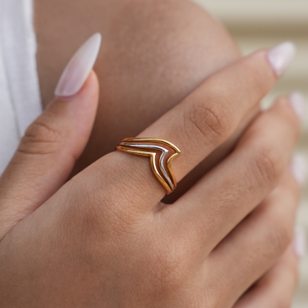 Bague femme simple, rétro, de forme irrégulière, en acier inoxydable (1 pièce) 2