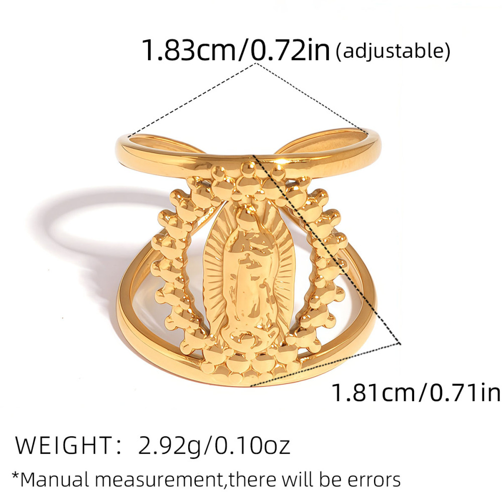 Bague Femme Rétro De Forme Irrégulière En Acier Inoxydable Étanche Couleur Or (1 Pièce) h5Image2