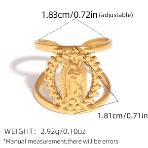 Bague Femme Rétro De Forme Irrégulière En Acier Inoxydable Étanche Couleur Or (1 Pièce) h5 Image2