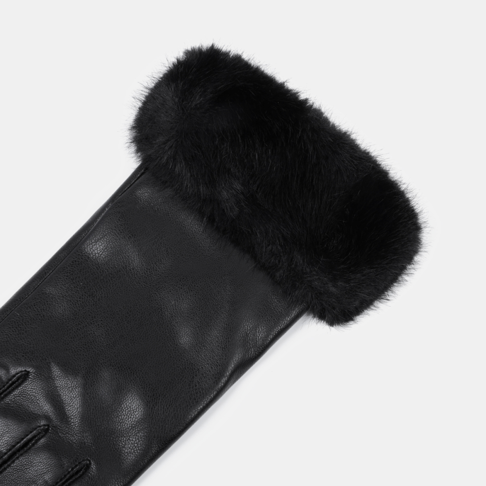 1 Paire De Gants En Peluche Pu De Couleur Unie Image6
