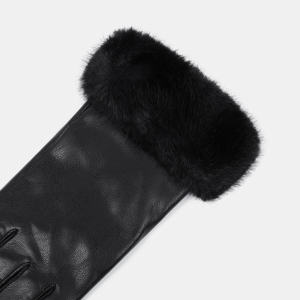 1 Paire De Gants En Peluche Pu De Couleur Unie h5 Image6