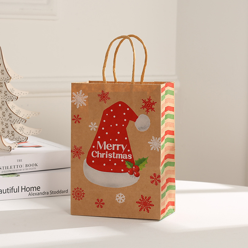 1 Sac D'Emballage De Fête En Papier Kraft De Noël