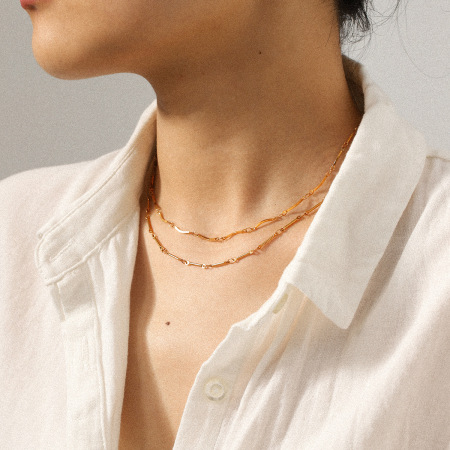 Collier simple en acier inoxydable étanche couleur or (1 pièce) 2