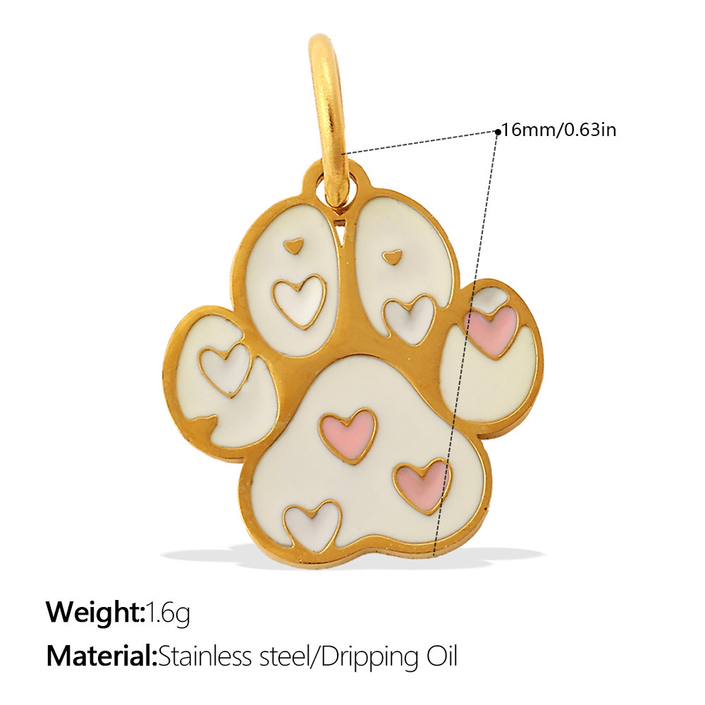 Pendentif Diy En Acier Inoxydable Doré, Motif Empreinte De Patte De Chien (1 Pièce) 