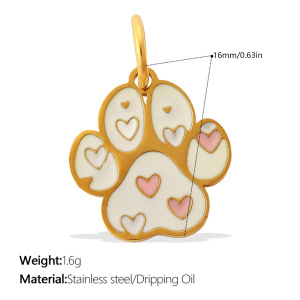 Pendentif Diy En Acier Inoxydable Doré, Motif Empreinte De Patte De Chien (1 Pièce) h5 