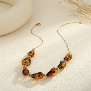 Collier Chaîne Femme En Acier Inoxydable Imperméable, Motif Plante De Forme Irrégulière (1 Pièce) h5 Image3