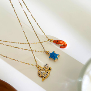 Collier Pendentif Animal En Acier Inoxydable Émaillé Étanche (1 Pièce) h5 Image5