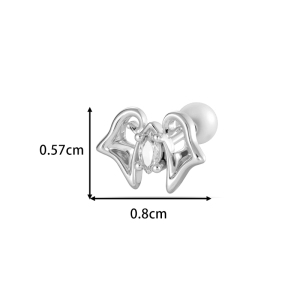 Boucles D'Oreilles Piercing Femme, Motif Étoile, Feuille Et Lune, Couleur Cuivre Doré, Zircon (1 Pièce) h5 Image2