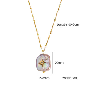 Collier Pendentif Lune En Acier Inoxydable Étanche Pour Femme, Simple, Léger Et Luxueux (1 Pièce) h5 