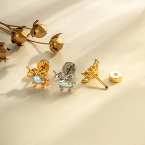 Boucles D'Oreilles Pendantes Pour Femme, Motif Animaux Délicats, Couleur Cuivre Doré, Zircon. h5 Image4