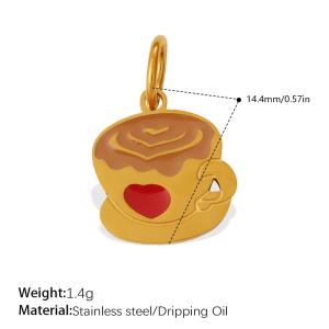 Pendentif Diy En Acier Inoxydable Doré, Étanche, En Forme De Boisson (1 Pièce). h5