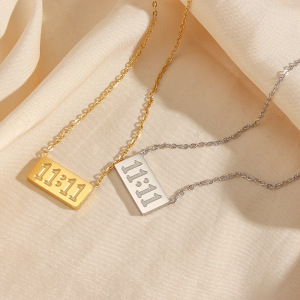 Collier Pendentif Femme Décontracté Numéro 11:11 En Acier Inoxydable Étanche (1 Pièce) h5 Image3