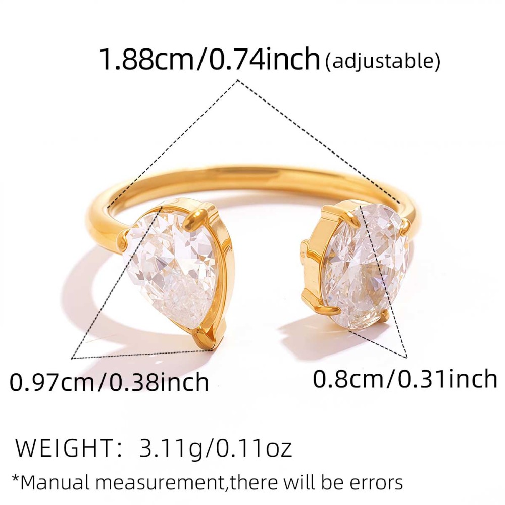 Bague De Luxe Pour Femme, En Acier Inoxydable Doré, Avec Motif Goutte D'Eau. Image2