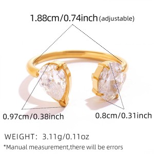Bague De Luxe Pour Femme, En Acier Inoxydable Doré, Avec Motif Goutte D'Eau. h5 Image2