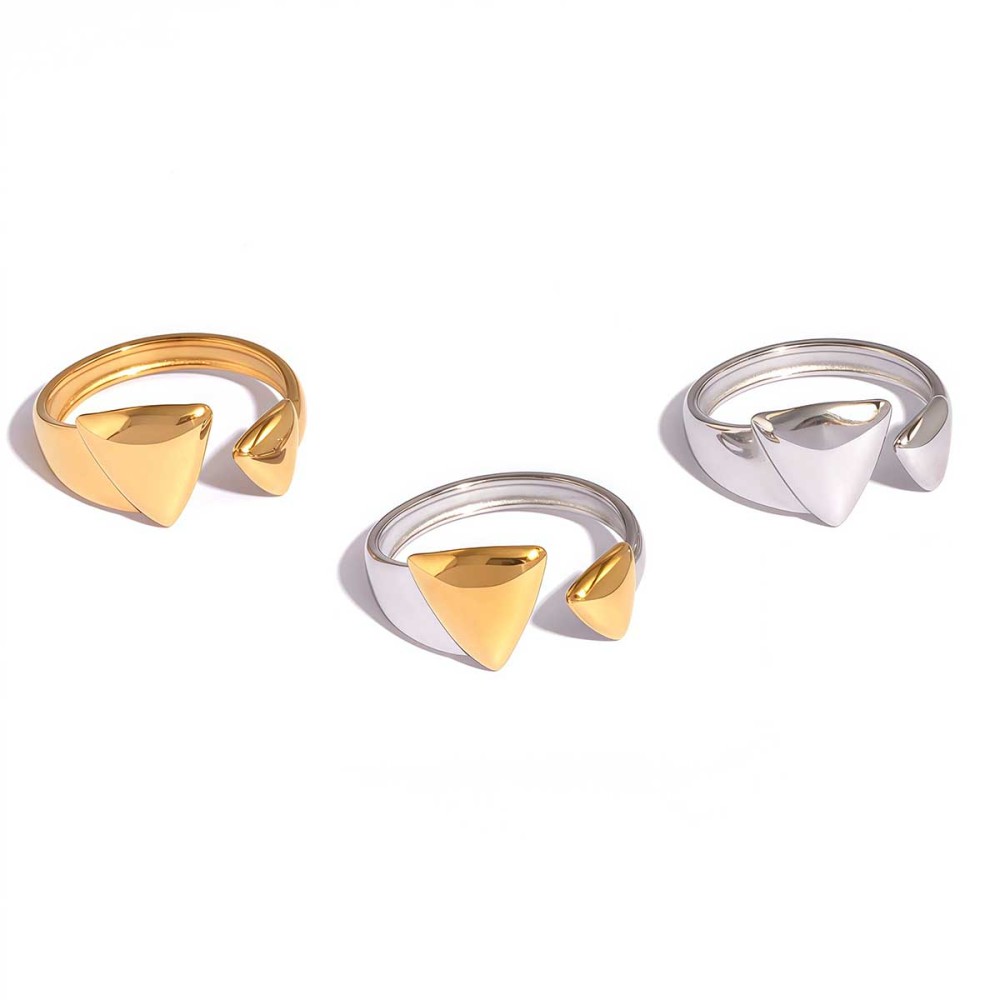 Bague Femme Simple, Forme Irrégulière, Acier Inoxydable, Couleur Or, Étanche h5Image5
