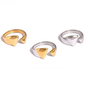 Bague Femme Simple, Forme Irrégulière, Acier Inoxydable, Couleur Or, Étanche h5 Image5