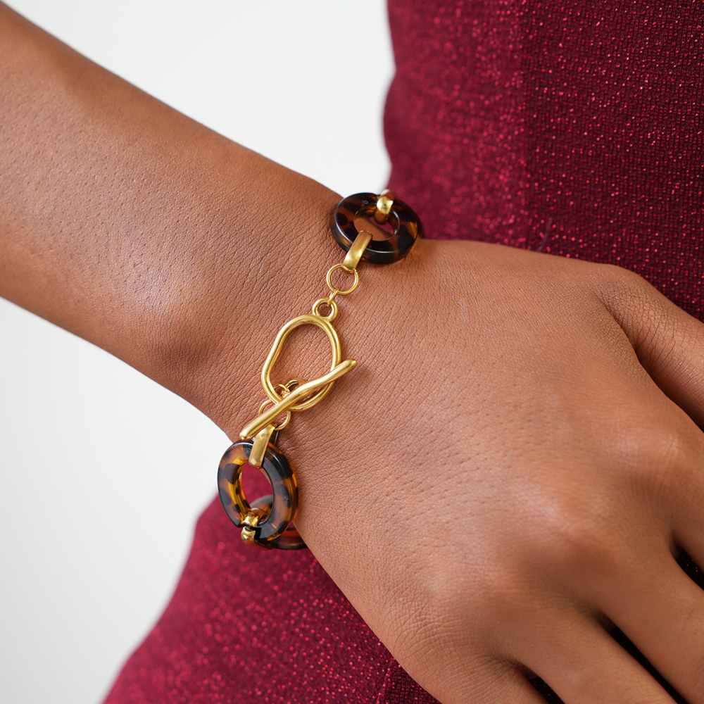 Bracelet Chaîne Femme Imprimé Léopard, Forme Irrégulière Rétro (1 Pièce) Image4