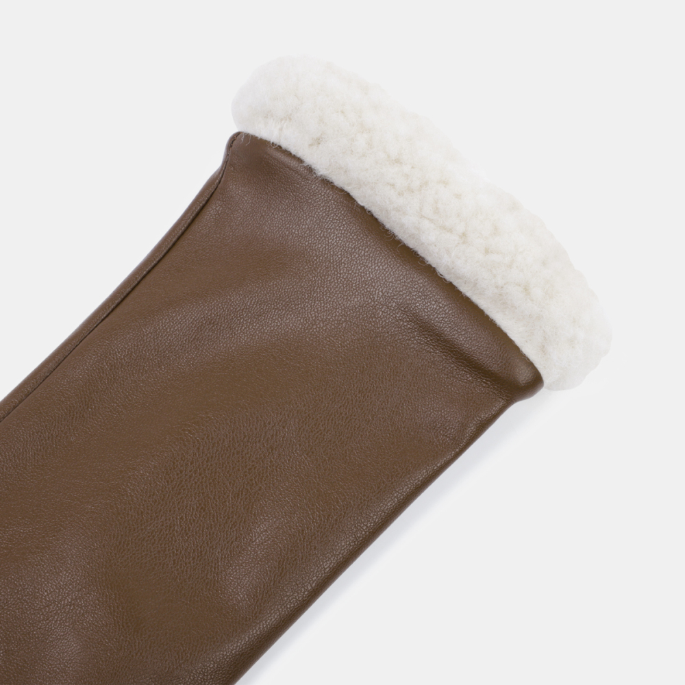 1 Paire De Gants Pour Femmes En Peluche Pu De Couleur Unie Image4