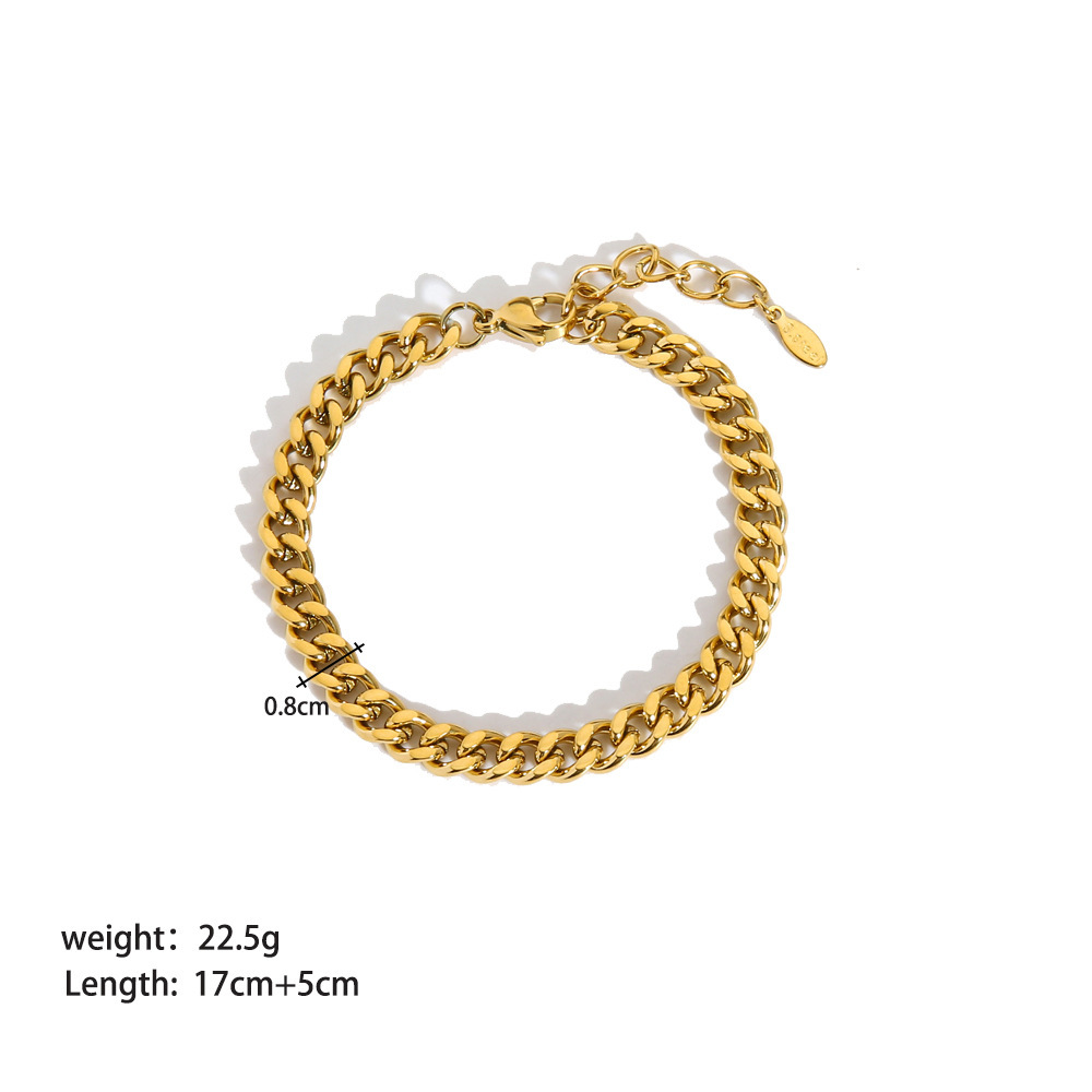Bracelet Chaîne Simple Pour Femme, En Acier Inoxydable Étanche, Couleur Or (1 Pièce). 