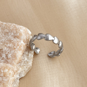 Bague Femme Simple Et Élégante, En Acier Inoxydable Doré, Avec Motif Cœur Et Pendentif Rond, Idéale Au Quotidien. h5