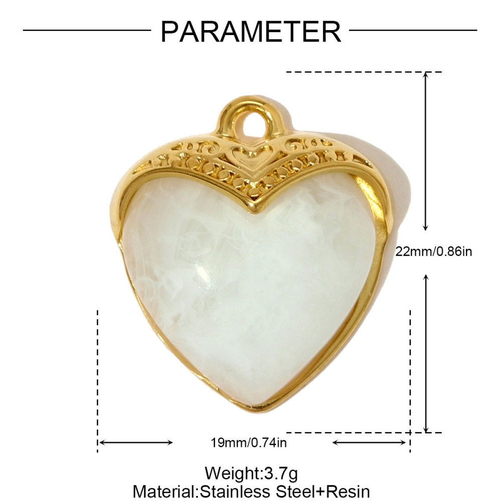 Pendentifs Pour Femmes En Forme De Cœur, En Acrylique, En Acier Titane Et Couleur Or, À Faire Soi-Même Image2