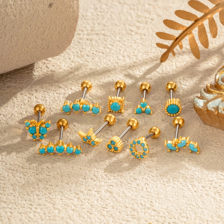 Boucles d'oreilles pendantes pour femme, motif couronne de lune gracieuse, couleur cuivre doré, pierres artificielles (1 pièce).