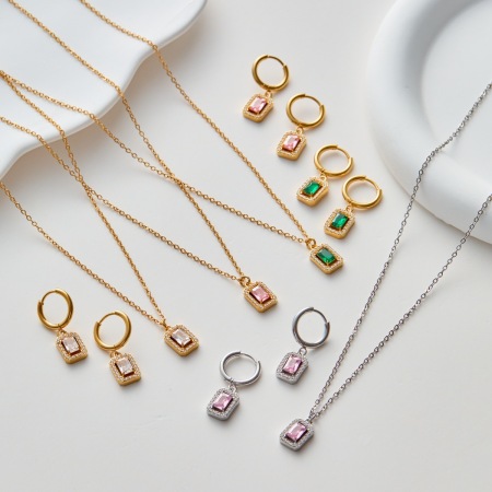 Boucles d'oreilles pendantes rectangulaires en acier inoxydable imperméable, couleur assortie, pour femme (1 pièce).