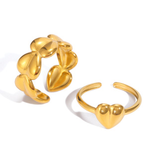 Bague Minimaliste Moderne En Forme De Cœur, En Acier Inoxydable Étanche, Couleur Or (1 Pièce) h5 Image7